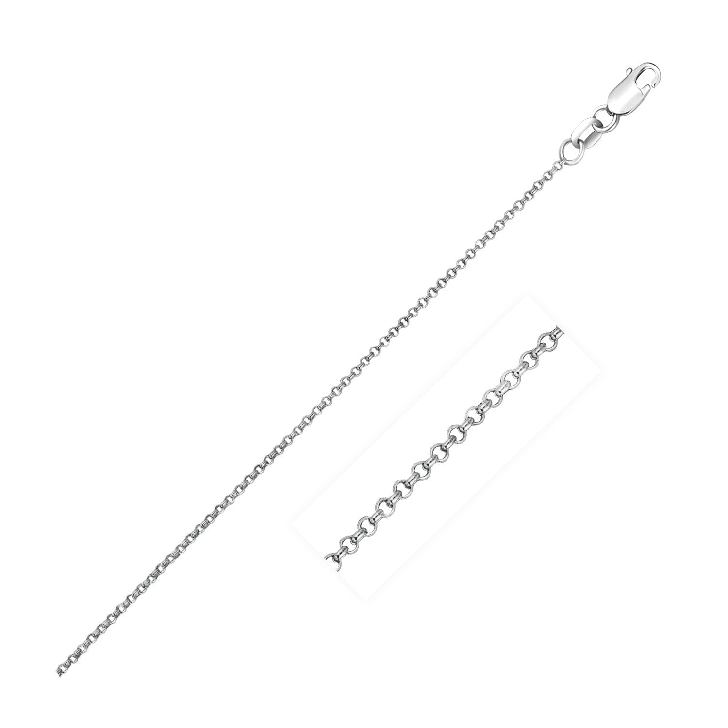 14k White Gold Diamond Cut Rolo Chain (1.10 mm)-Teresa&#39;s Fashionista LLC