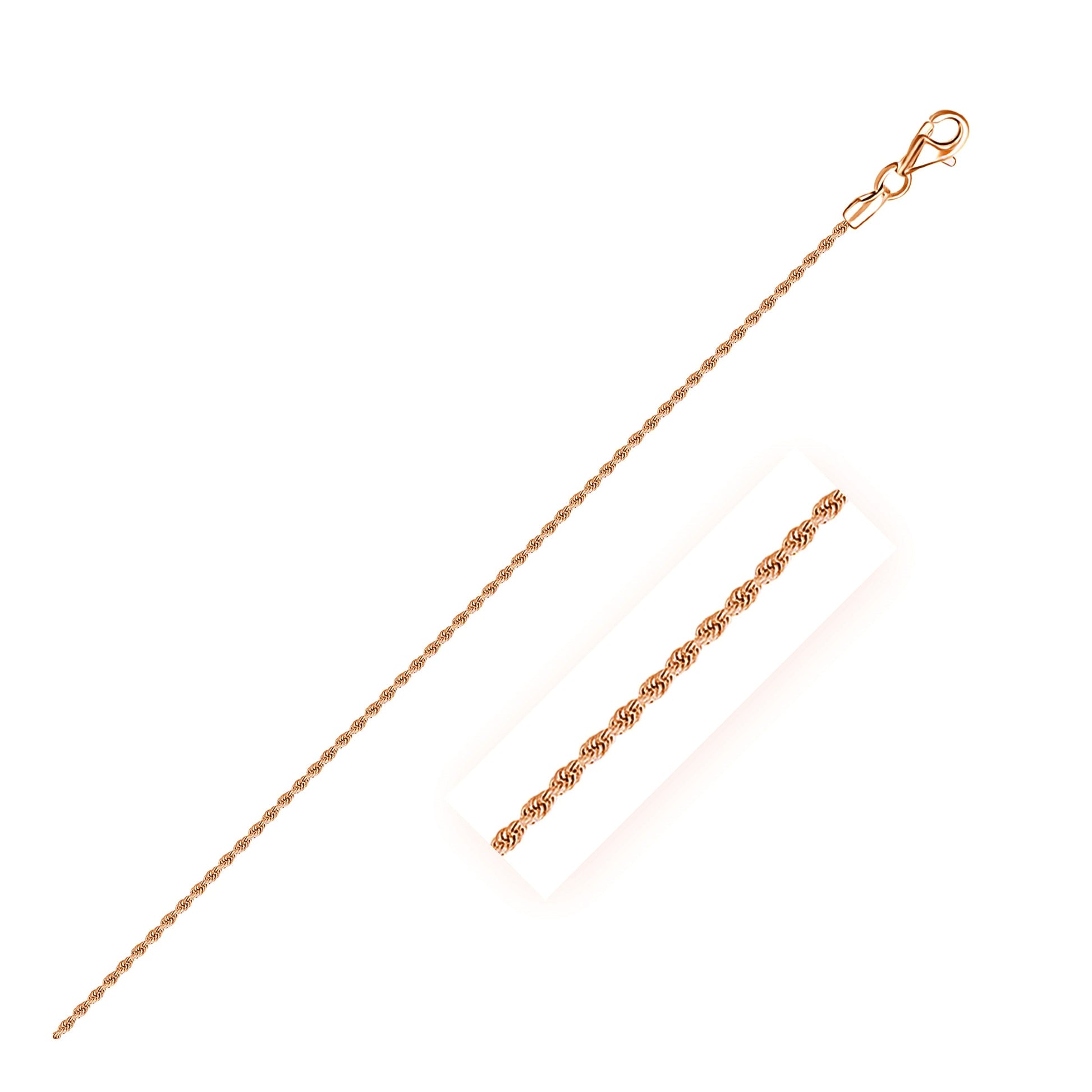 14k Rose Gold Solid Diamond Cut Rope Chain (1.60 mm)-Teresa&#39;s Fashionista LLC