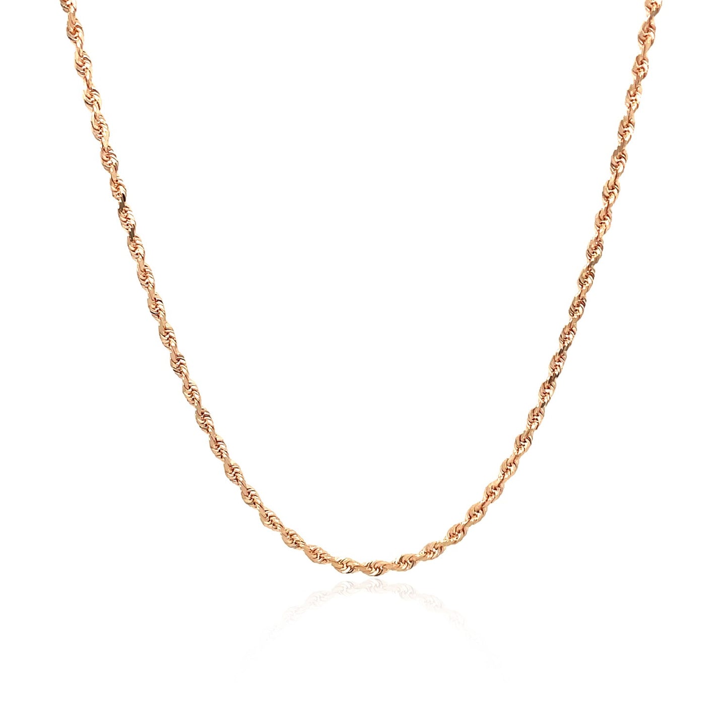 14k Rose Gold Solid Diamond Cut Rope Chain (1.60 mm)-Teresa&#39;s Fashionista LLC