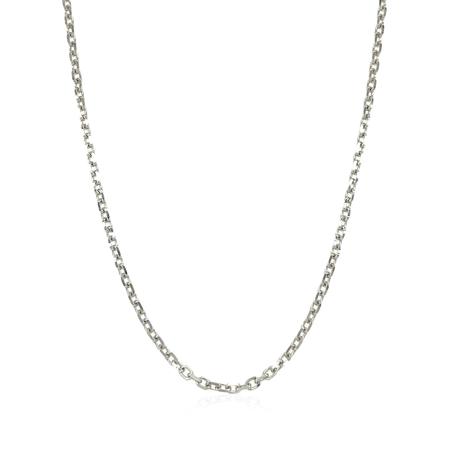 18k White Gold Diamond Cut Cable Link Chain (1.90 mm)-Teresa&#39;s Fashionista LLC