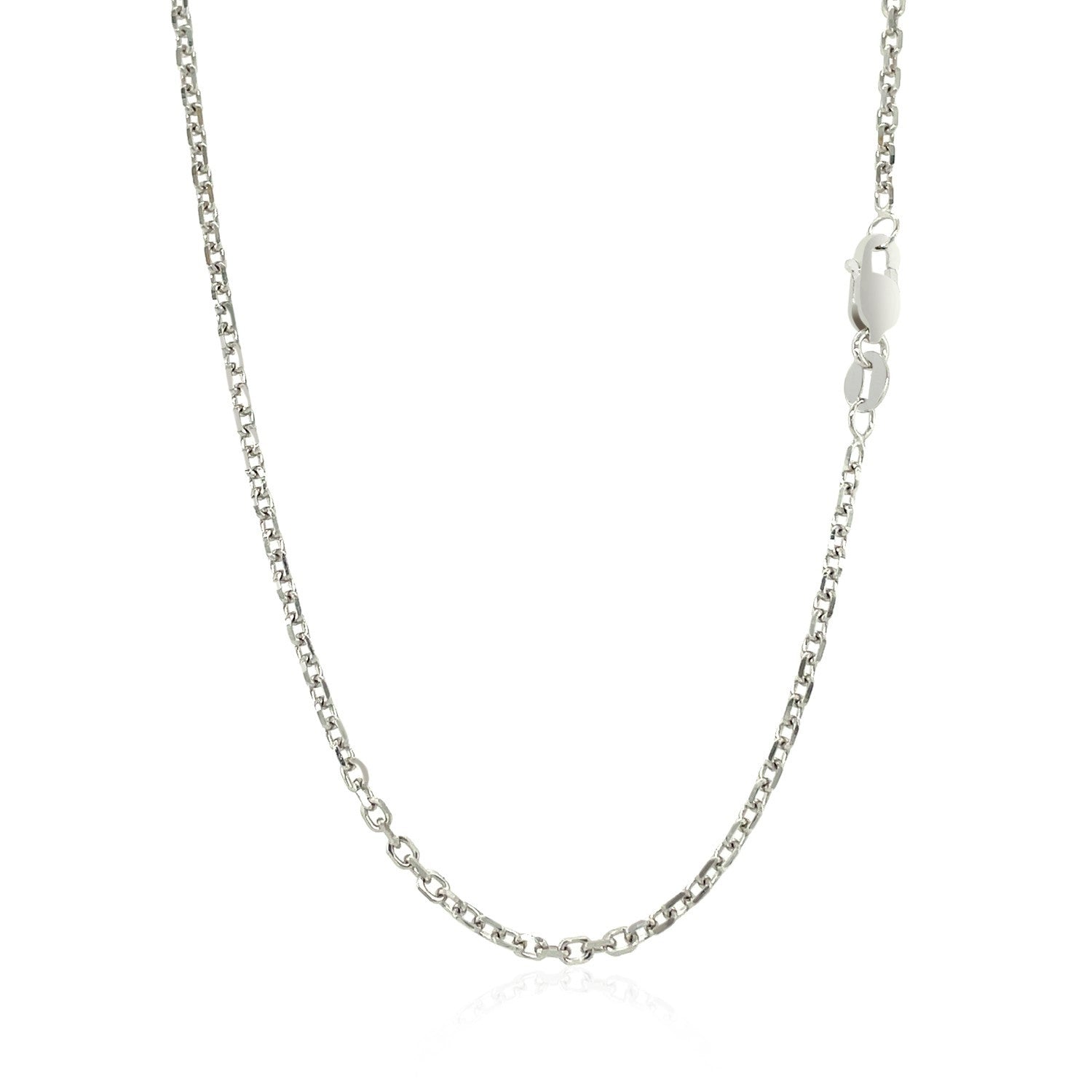 18k White Gold Diamond Cut Cable Link Chain (1.90 mm)-Teresa&#39;s Fashionista LLC