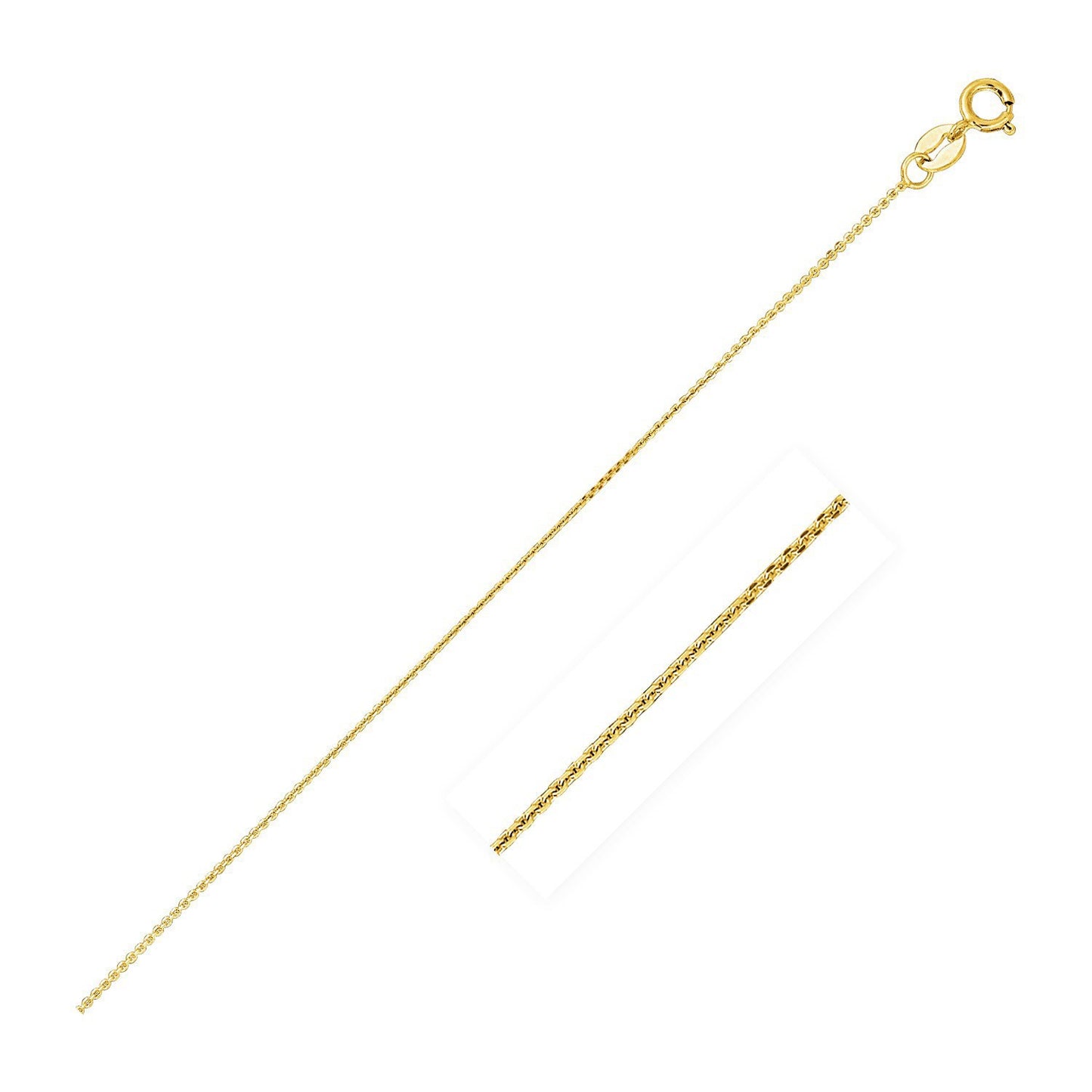 14k Yellow Gold Diamond Cut Cable Link Chain (0.87 mm)-Teresa&#39;s Fashionista LLC