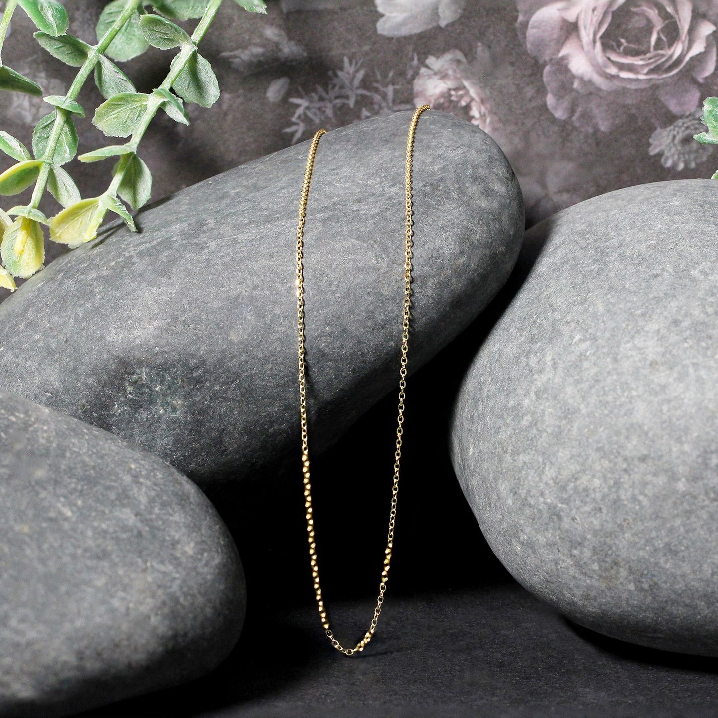 14k Yellow Gold Diamond Cut Cable Link Chain (0.87 mm)-Teresa&#39;s Fashionista LLC