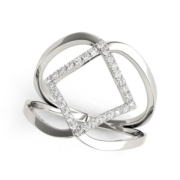 14k White Gold Interlaced Design Diamond Ring (1/5 cttw)-Teresa&#39;s Fashionista LLC