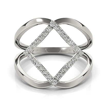 14k White Gold Interlaced Design Diamond Ring (1/5 cttw)-Teresa&#39;s Fashionista LLC