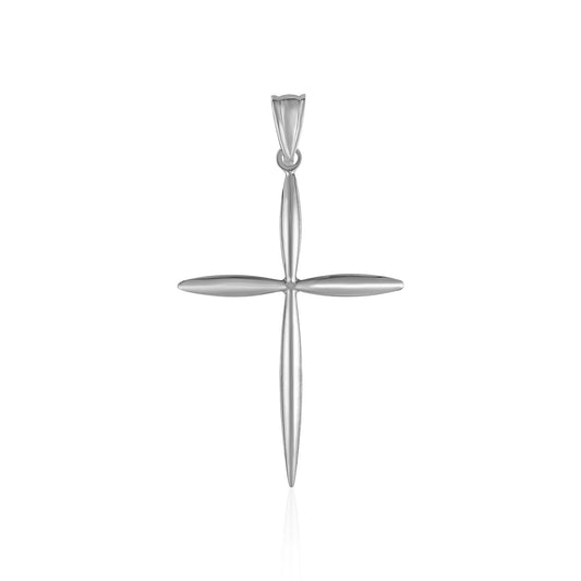 14k White Gold Rounded and Pointed Cross Pendant-Teresa&#39;s Fashionista LLC