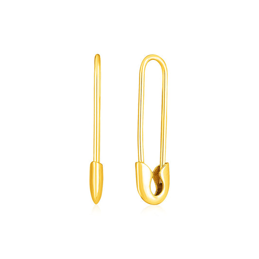 14k Yellow Gold Safety Pin Earrings-Teresa&#39;s Fashionista LLC