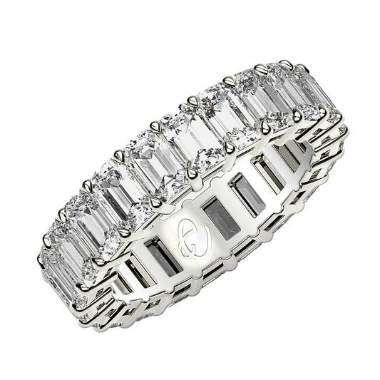 Emerald Cut Lab Grown Diamond Eternity Ring in 14k White Gold (3 cttw FG/VS2)-Teresa&#39;s Fashionista LLC