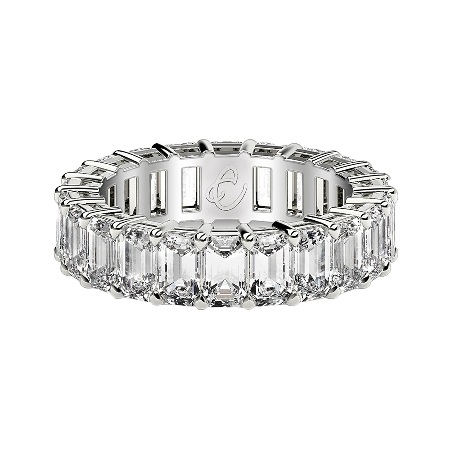 Emerald Cut Lab Grown Diamond Eternity Ring in 14k White Gold (3 cttw FG/VS2)-Teresa&#39;s Fashionista LLC