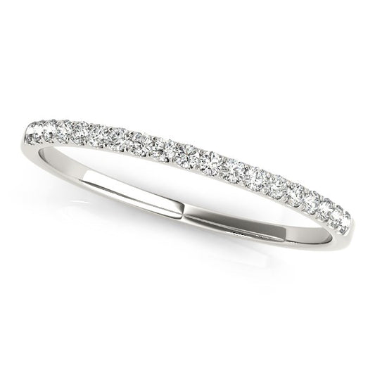 14k White Gold Pave Set Style Round Diamond Wedding Ring (1/8 cttw)-Teresa&#39;s Fashionista LLC