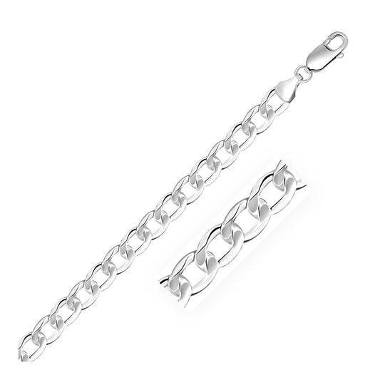 Rhodium Plated Sterling Silver Curb Style Bracelet (7.90 mm)-Teresa&#39;s Fashionista LLC