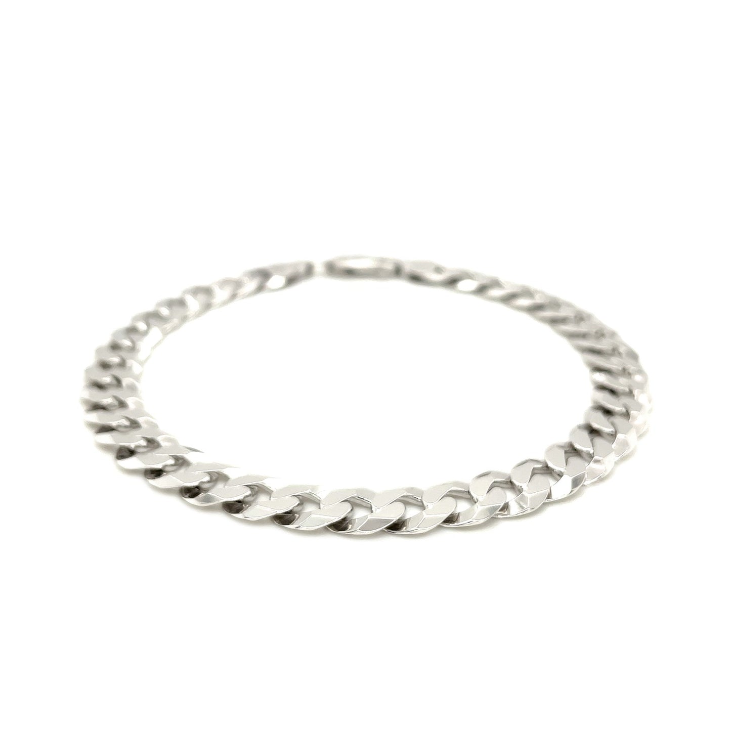 Rhodium Plated Sterling Silver Curb Style Bracelet (7.90 mm)-Teresa&#39;s Fashionista LLC