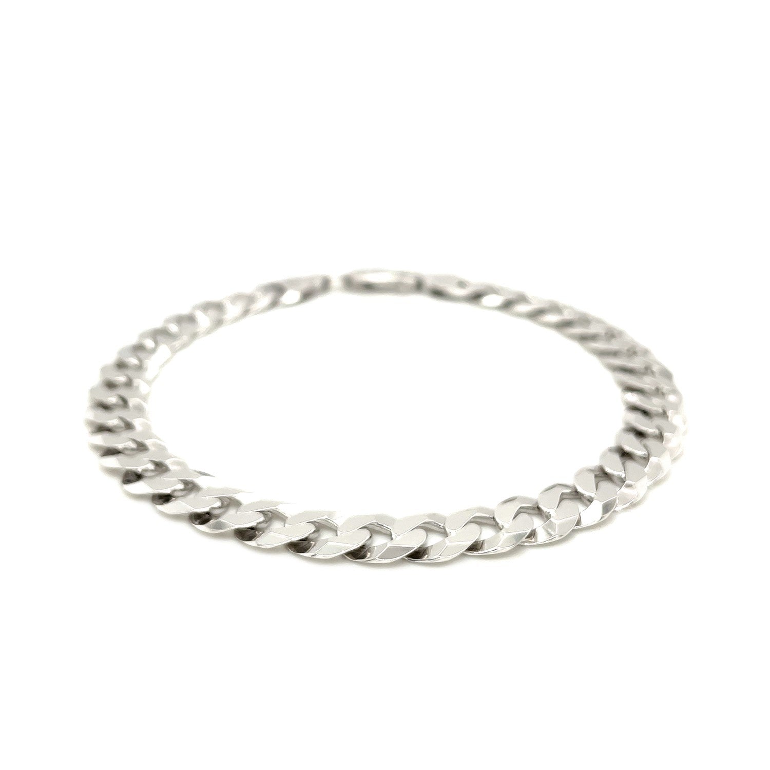 Rhodium Plated Sterling Silver Curb Style Bracelet (7.90 mm)-Teresa&#39;s Fashionista LLC