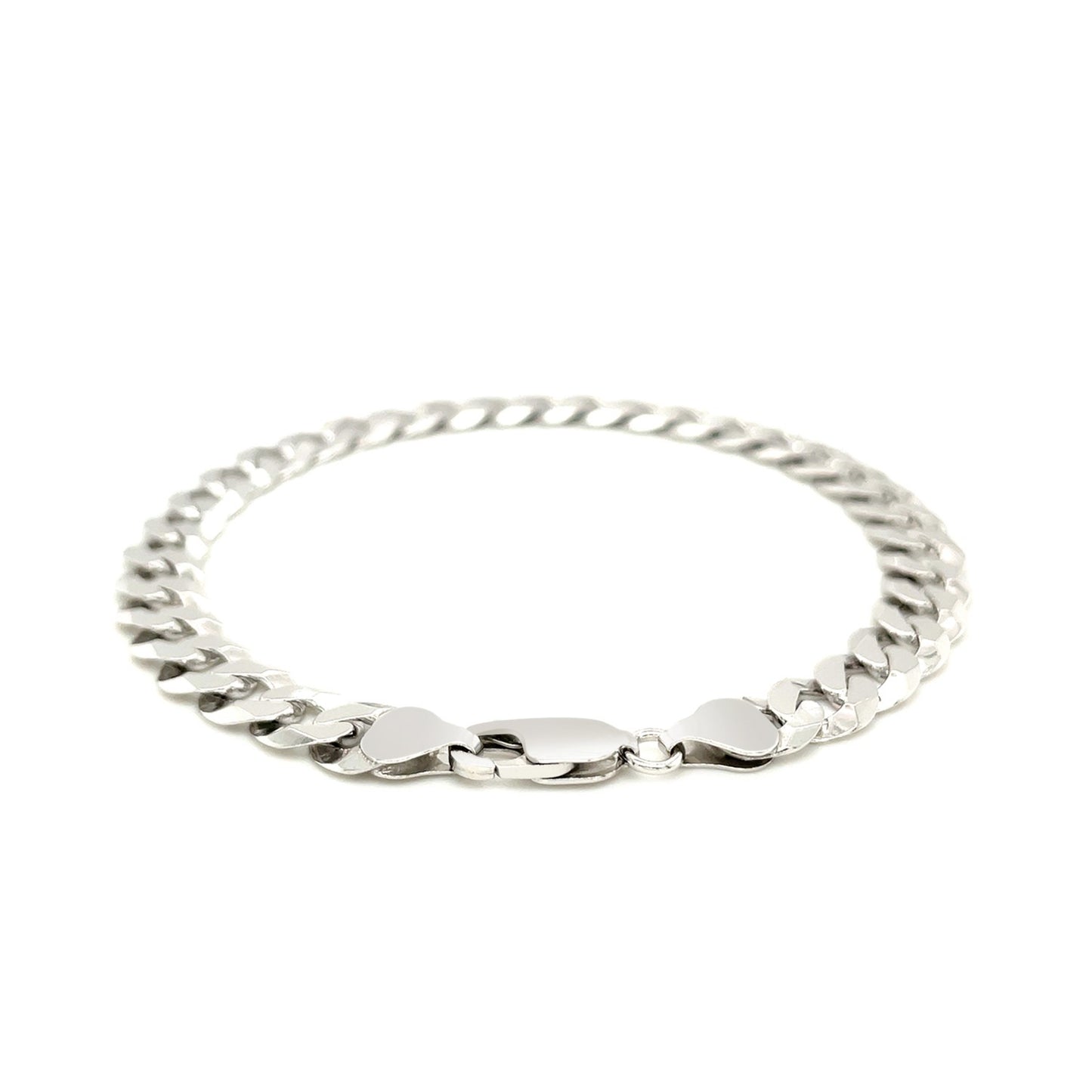 Rhodium Plated Sterling Silver Curb Style Bracelet (7.90 mm)-Teresa&#39;s Fashionista LLC