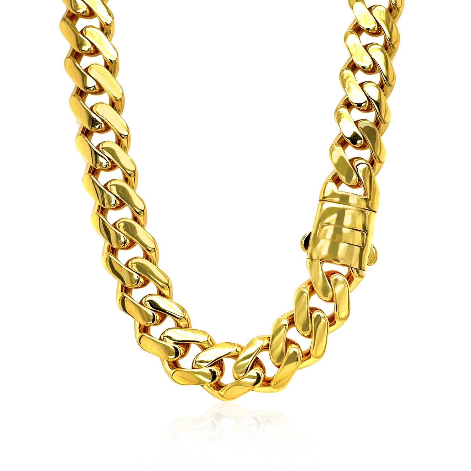 14k Yellow Gold 18 inch Polished Curb Chain Necklace with Diamonds-Teresa&#39;s Fashionista LLC