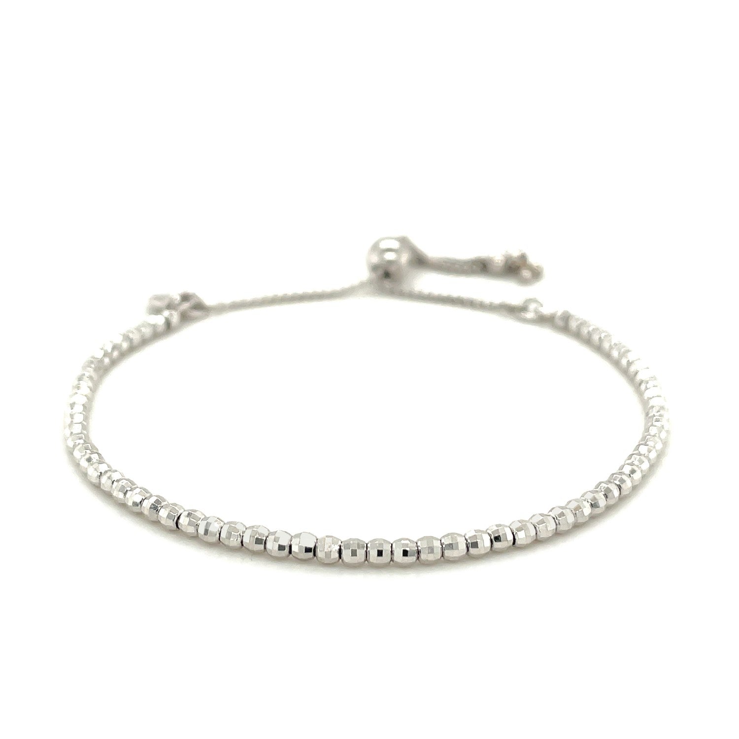 Adjustable Fine Shiny Beaded Bracelet in Sterling Silver (1.50 mm)-Teresa&#39;s Fashionista LLC