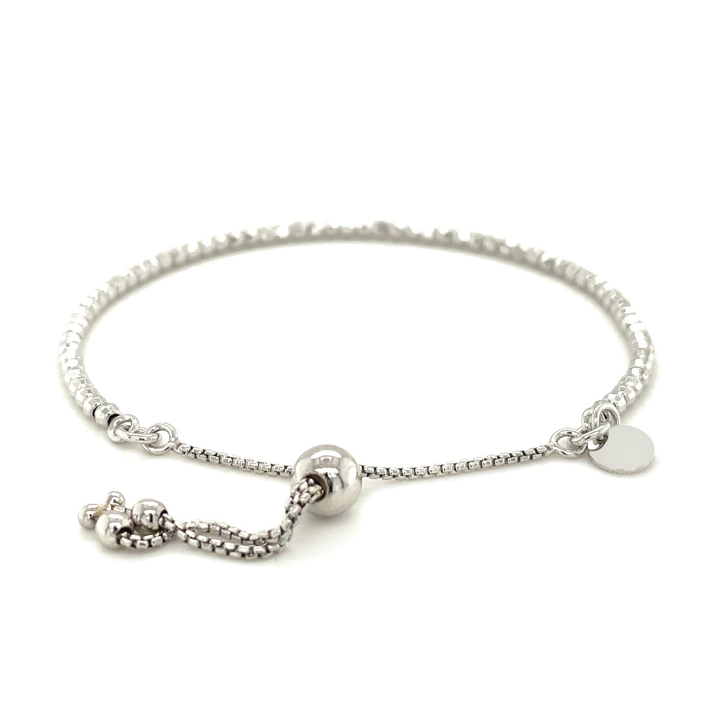 Adjustable Fine Shiny Beaded Bracelet in Sterling Silver (1.50 mm)-Teresa&#39;s Fashionista LLC