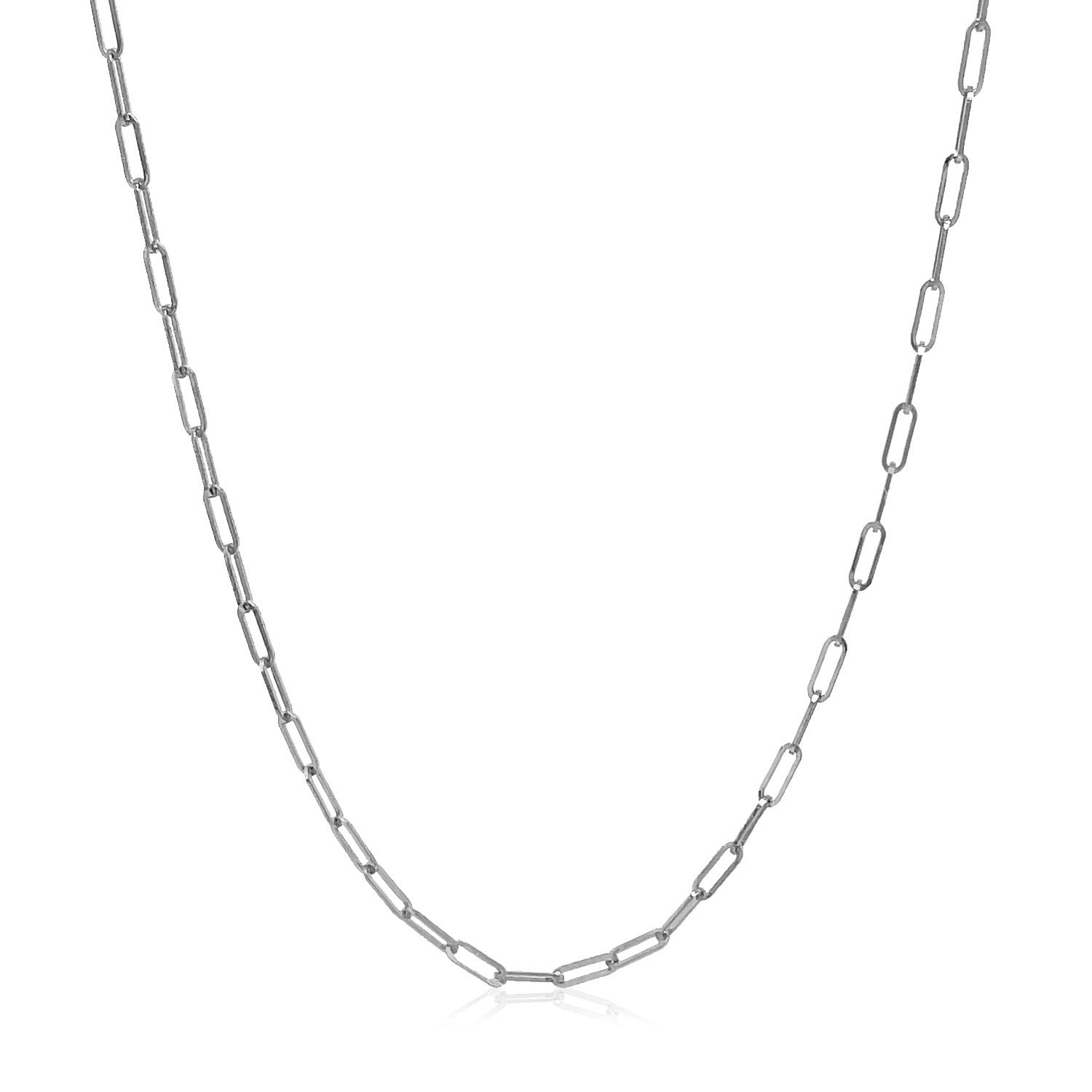 14k White Gold Adjustable Paperclip Chain (1.50 mm)-Teresa&#39;s Fashionista LLC