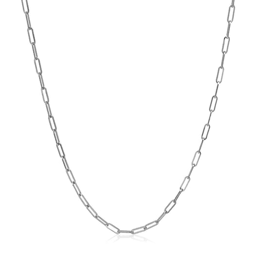 14k White Gold Adjustable Paperclip Chain (1.50 mm)-Teresa&#39;s Fashionista LLC