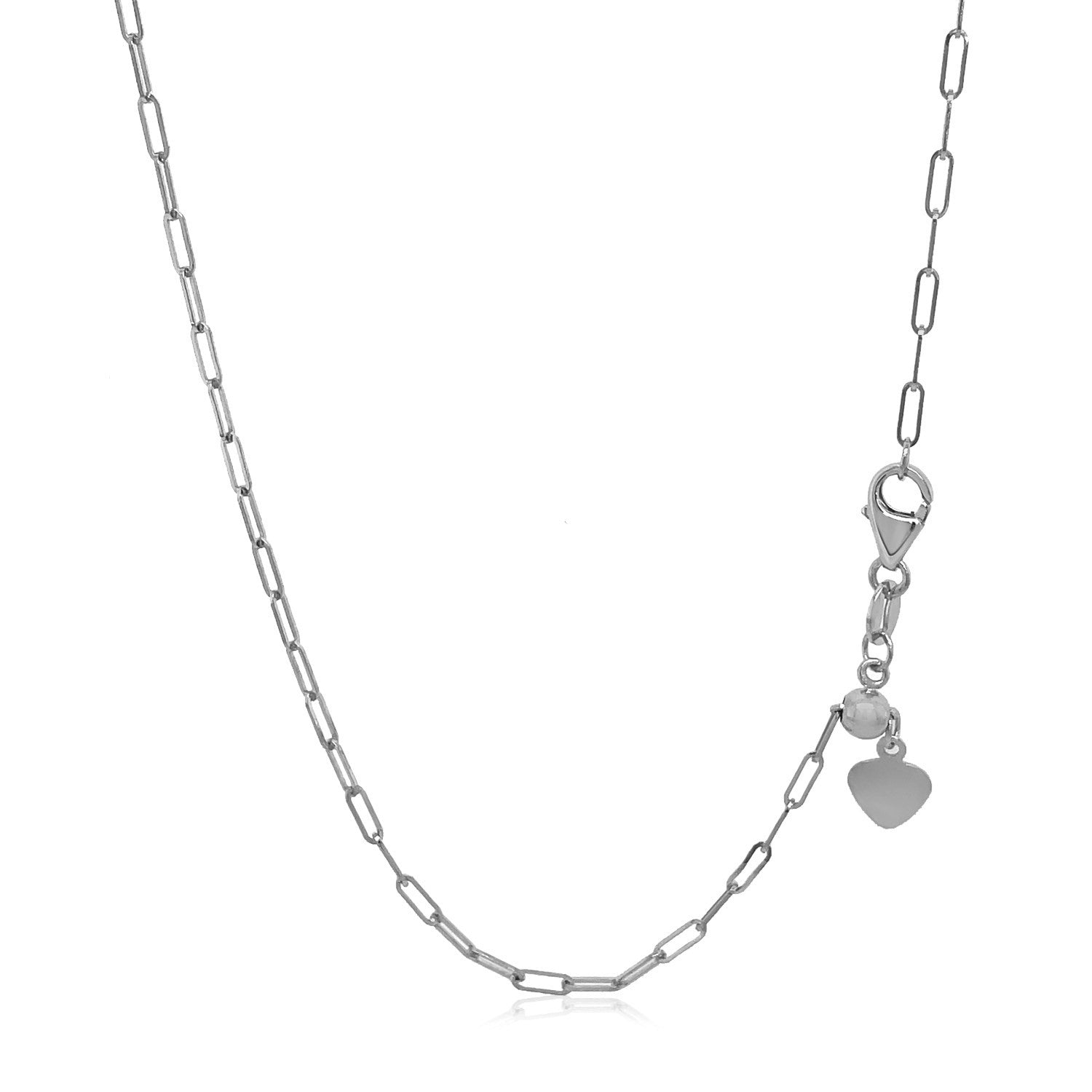 14k White Gold Adjustable Paperclip Chain (1.50 mm)-Teresa&#39;s Fashionista LLC