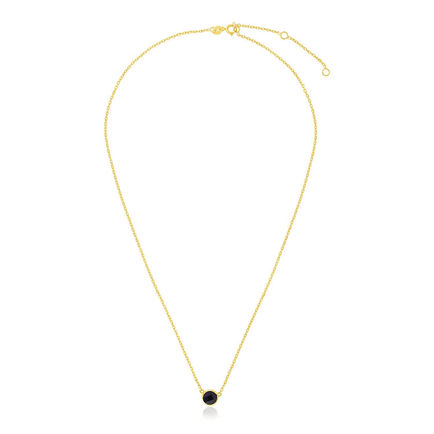 14k Yellow Gold 17 inch Necklace with Round Onyx-Teresa&#39;s Fashionista LLC