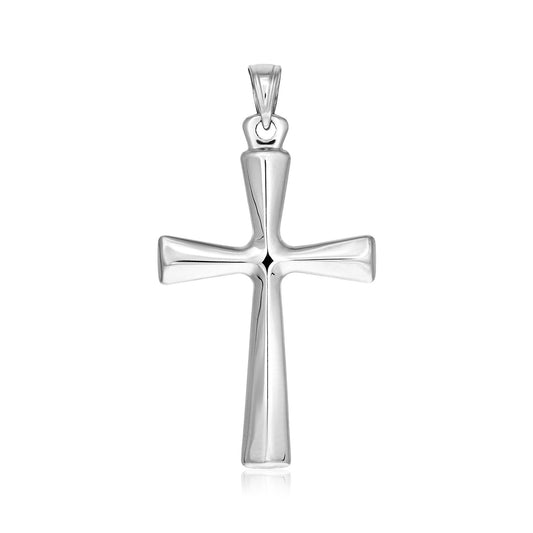 Sterling Silver Domed Rounded Cross Pendant-Teresa&#39;s Fashionista LLC