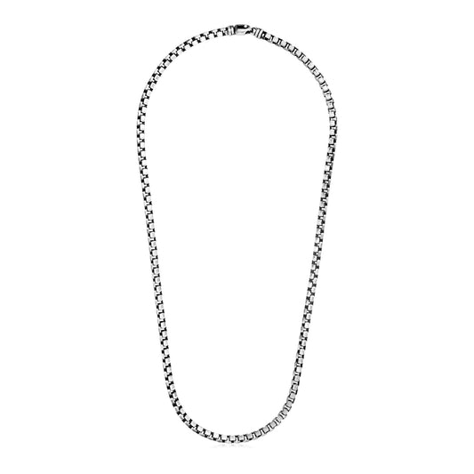 Sterling Silver Gunmetal Finish Round Box Chain Necklace-Teresa&#39;s Fashionista LLC