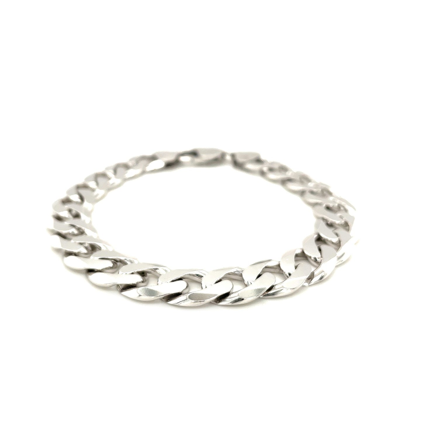 Rhodium Plated Sterling Silver Curb Style Bracelet (11.60 mm)-Teresa&#39;s Fashionista LLC