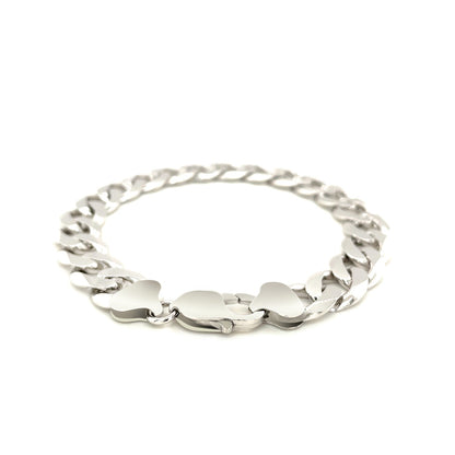 Rhodium Plated Sterling Silver Curb Style Bracelet (11.60 mm)-Teresa&#39;s Fashionista LLC