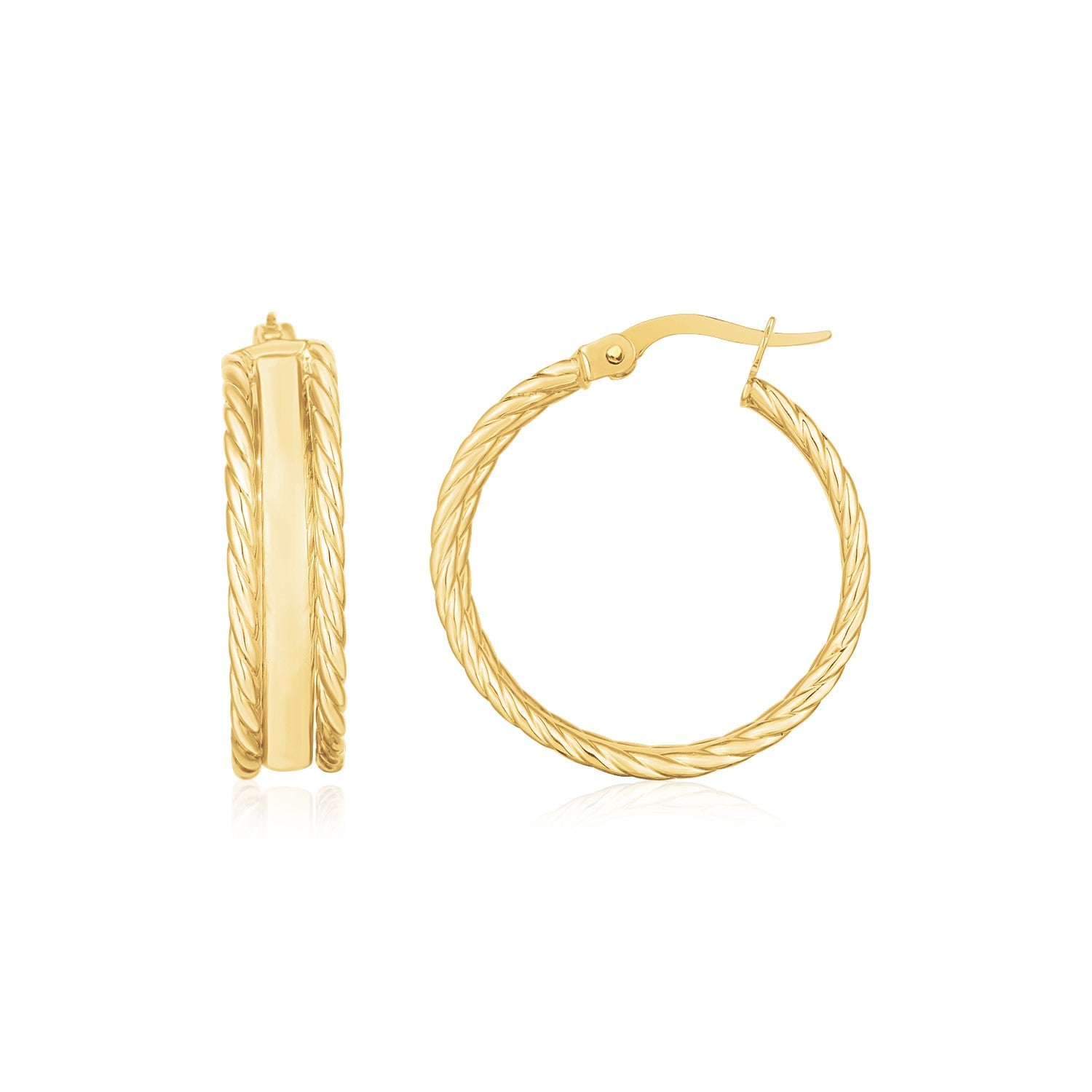 14K Yellow Gold Triple Row Hoop Earrings-Teresa&#39;s Fashionista LLC