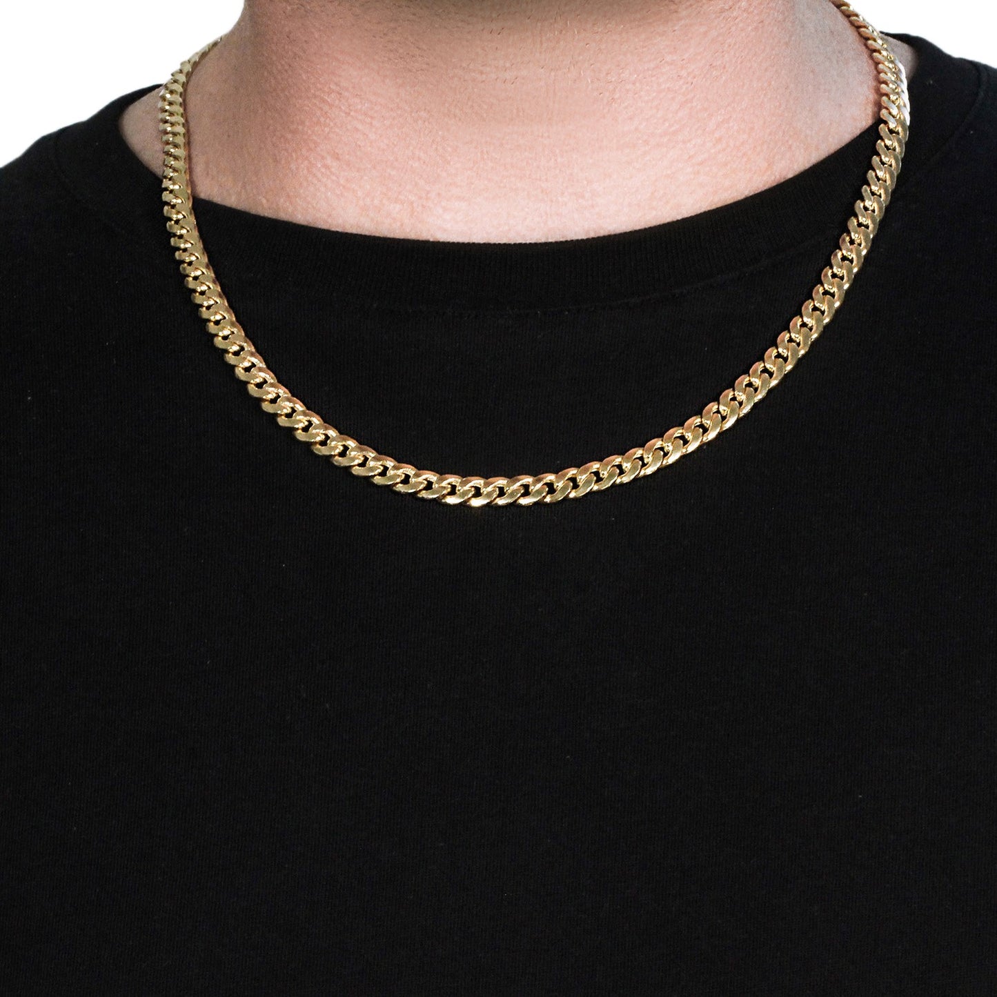 14k Yellow Gold Miami Cuban Semi Solid Chain (7.00 mm)-Teresa&#39;s Fashionista LLC