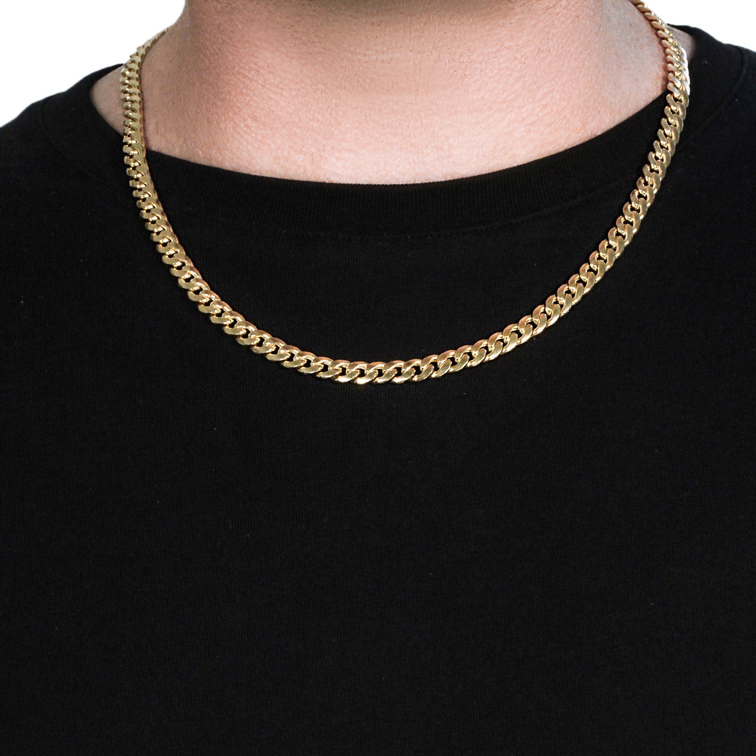 14k Yellow Gold Miami Cuban Semi Solid Chain (7.00 mm)-Teresa&#39;s Fashionista LLC