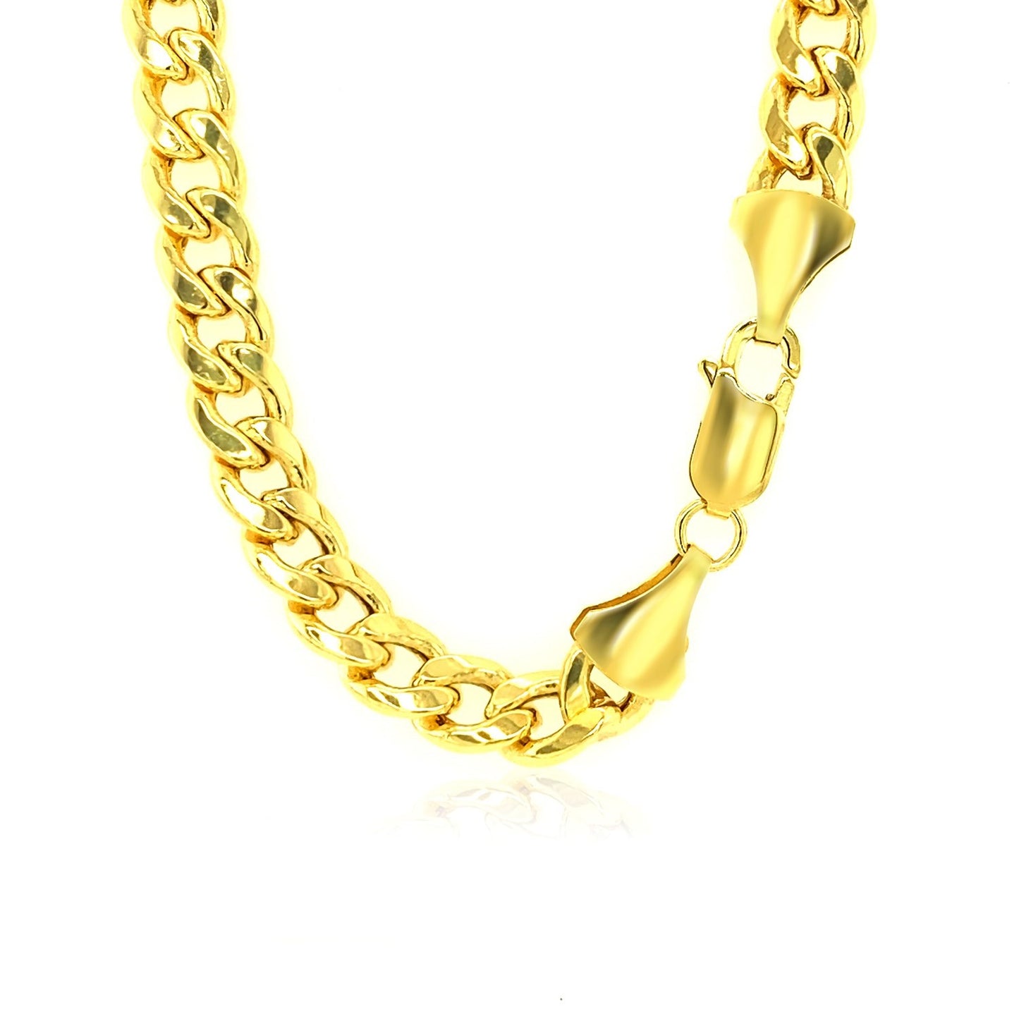 14k Yellow Gold Miami Cuban Semi Solid Chain (7.00 mm)-Teresa&#39;s Fashionista LLC