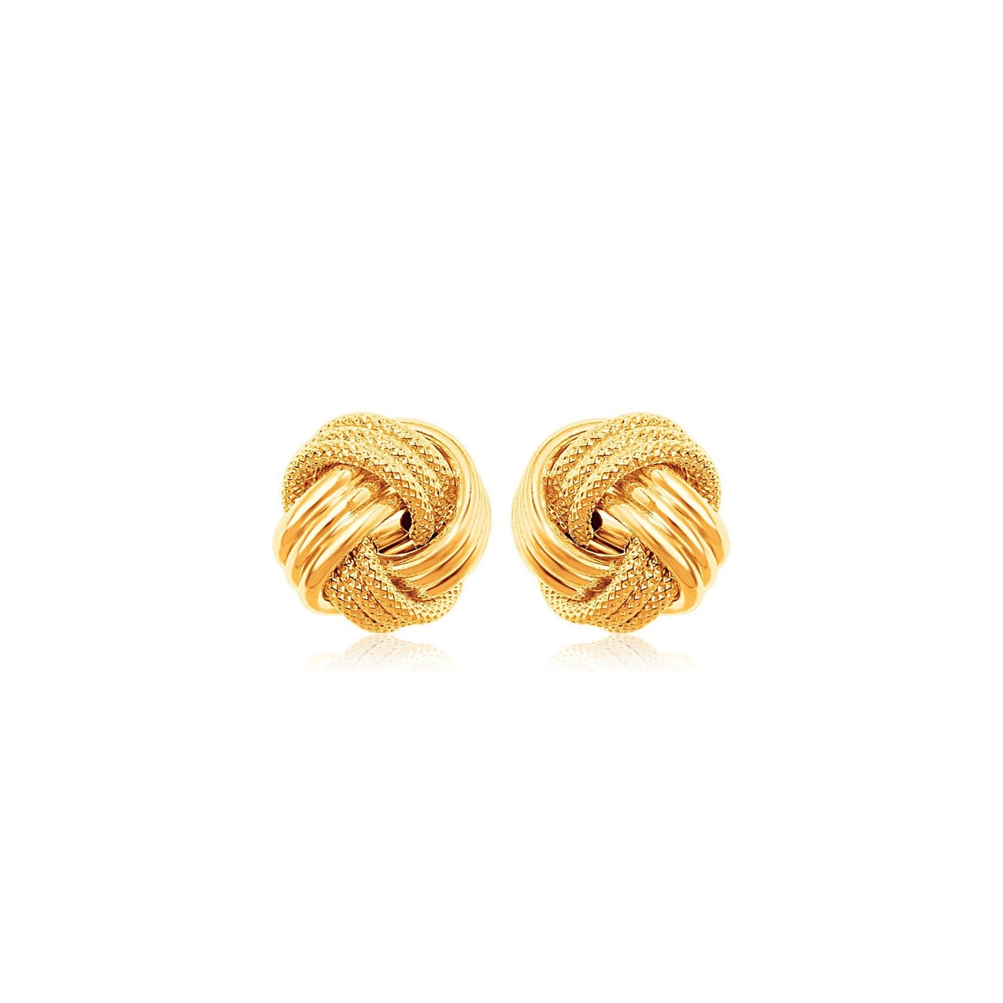 10k Yellow Gold Love Knot with Ridge Texture Earrings-Teresa&#39;s Fashionista LLC