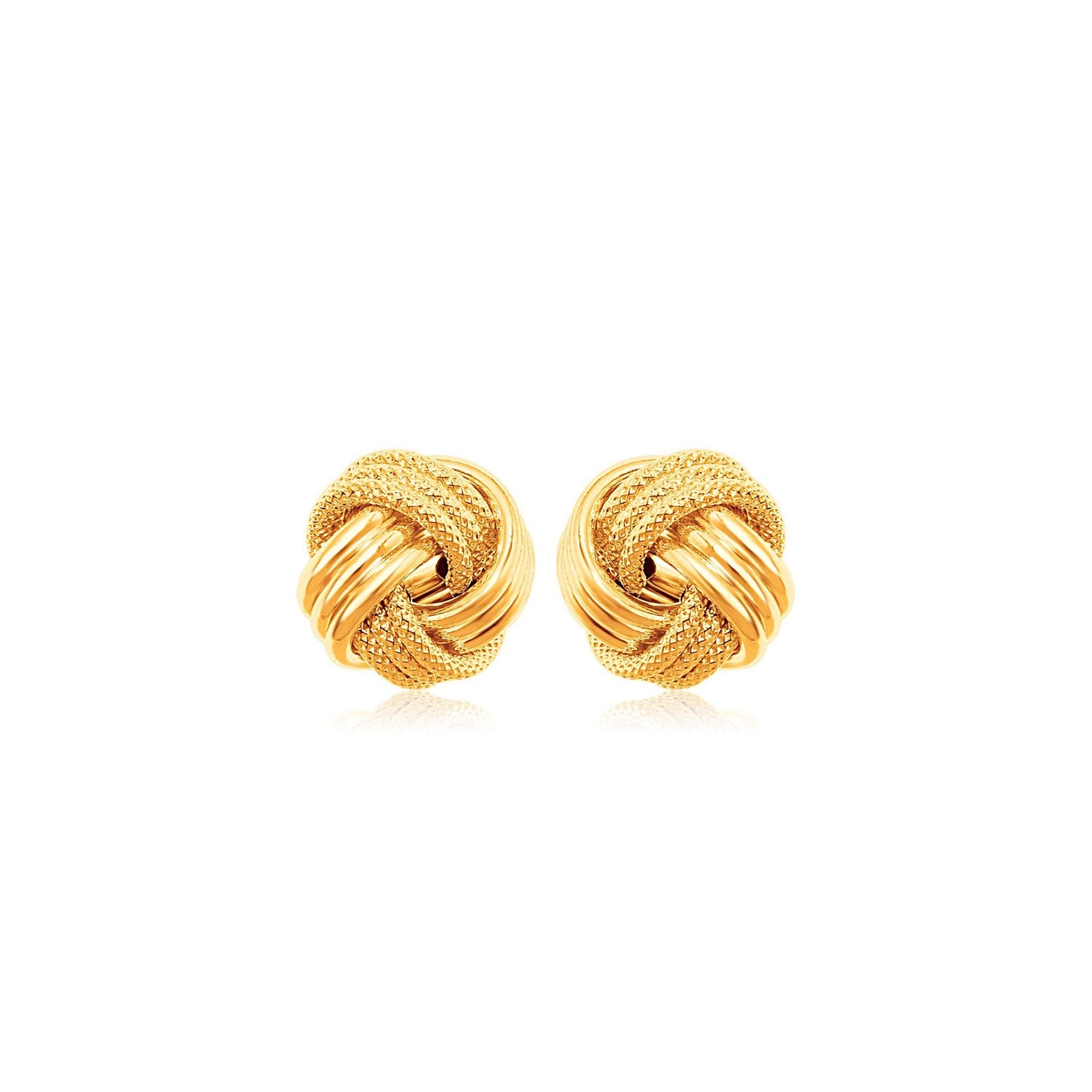 10k Yellow Gold Love Knot with Ridge Texture Earrings-Teresa&#39;s Fashionista LLC