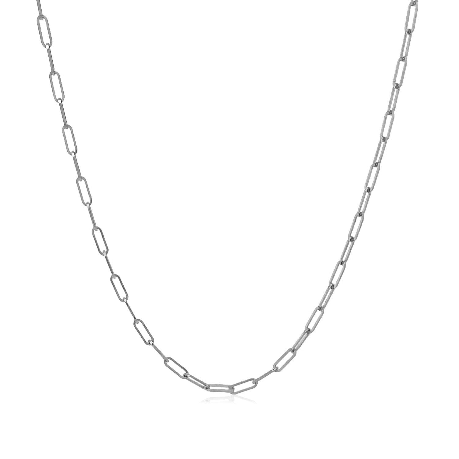 14K White Gold Fine Paperclip Chain (1.50 mm)-Teresa&#39;s Fashionista LLC