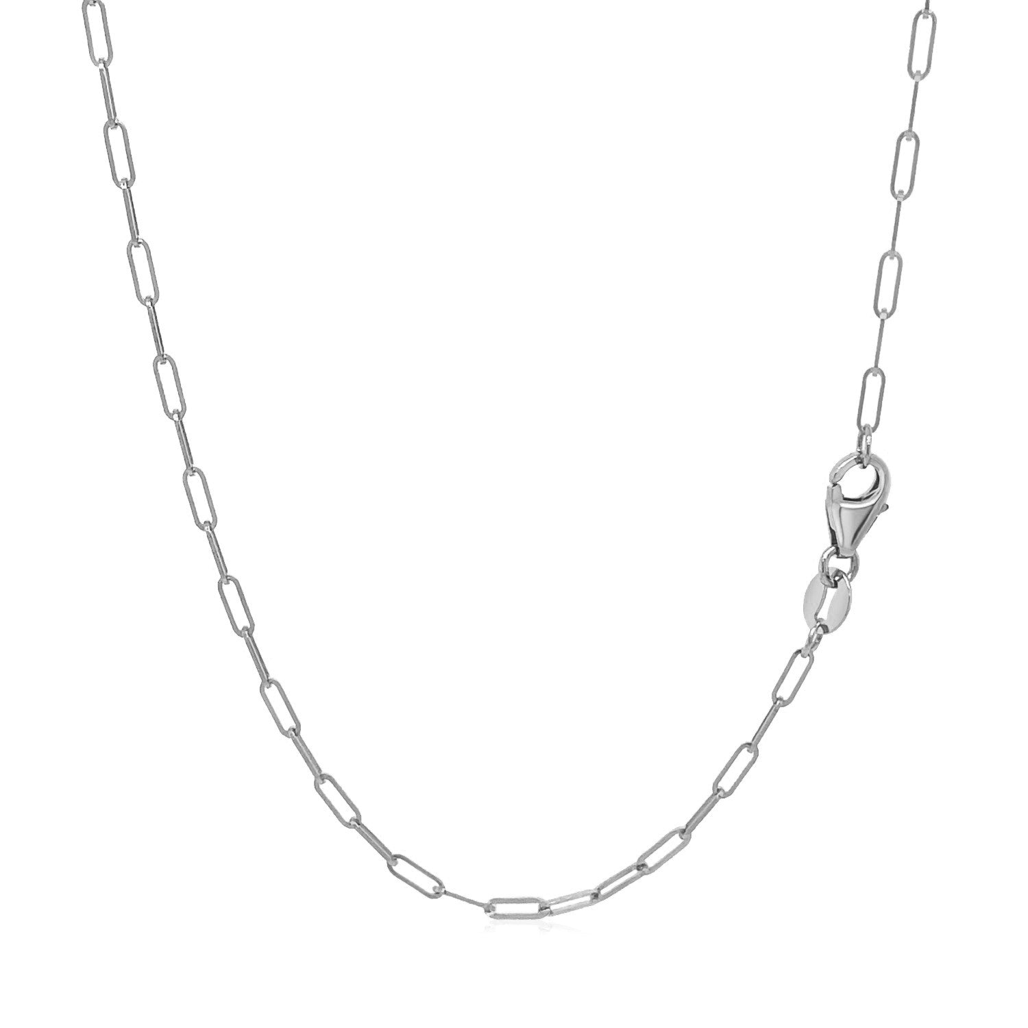 14K White Gold Fine Paperclip Chain (1.50 mm)-Teresa&#39;s Fashionista LLC