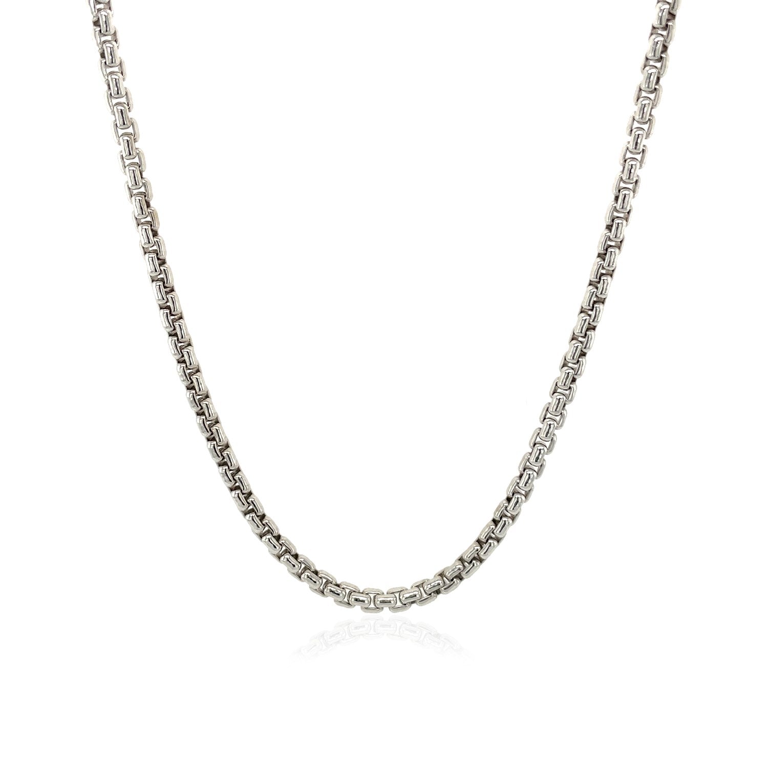 Sterling Silver Rhodium Plated Round Box Chain (2.20 mm)-Teresa&#39;s Fashionista LLC