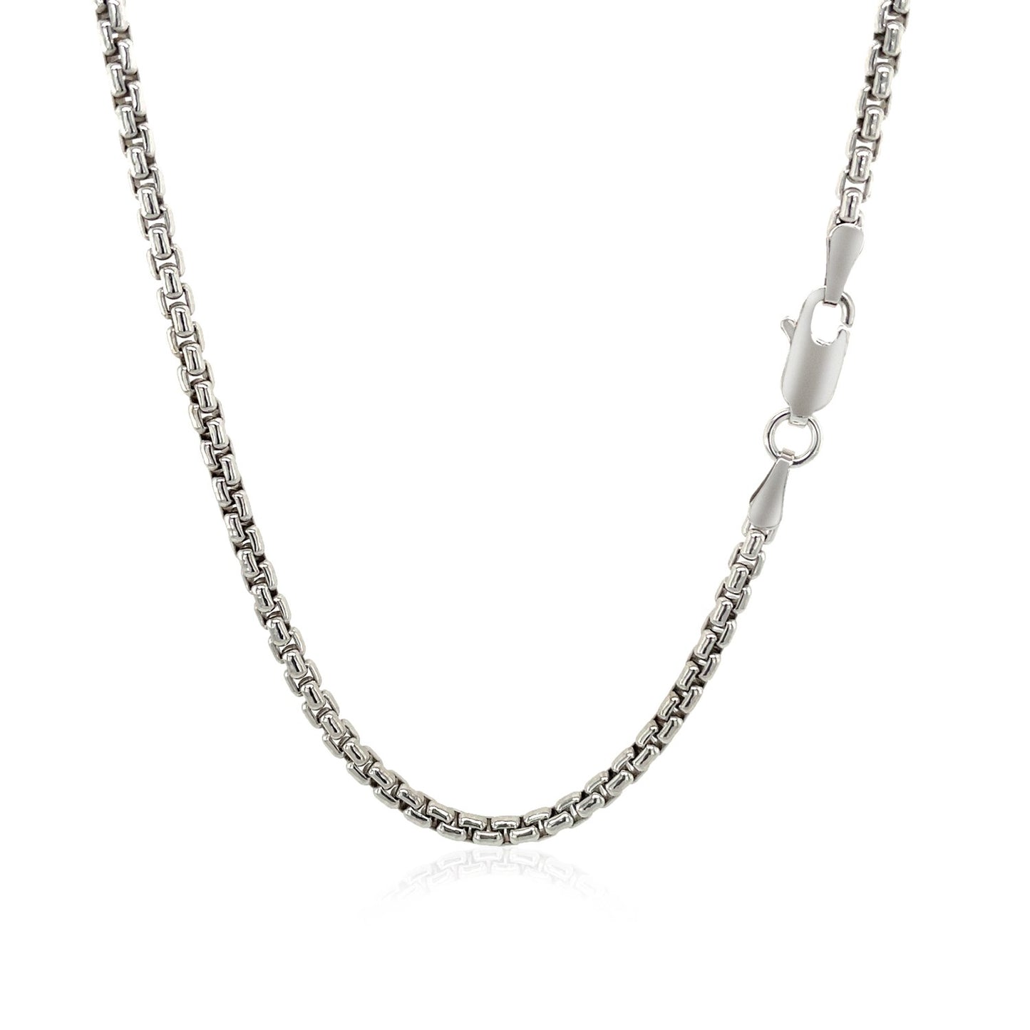 Sterling Silver Rhodium Plated Round Box Chain (2.20 mm)-Teresa&#39;s Fashionista LLC