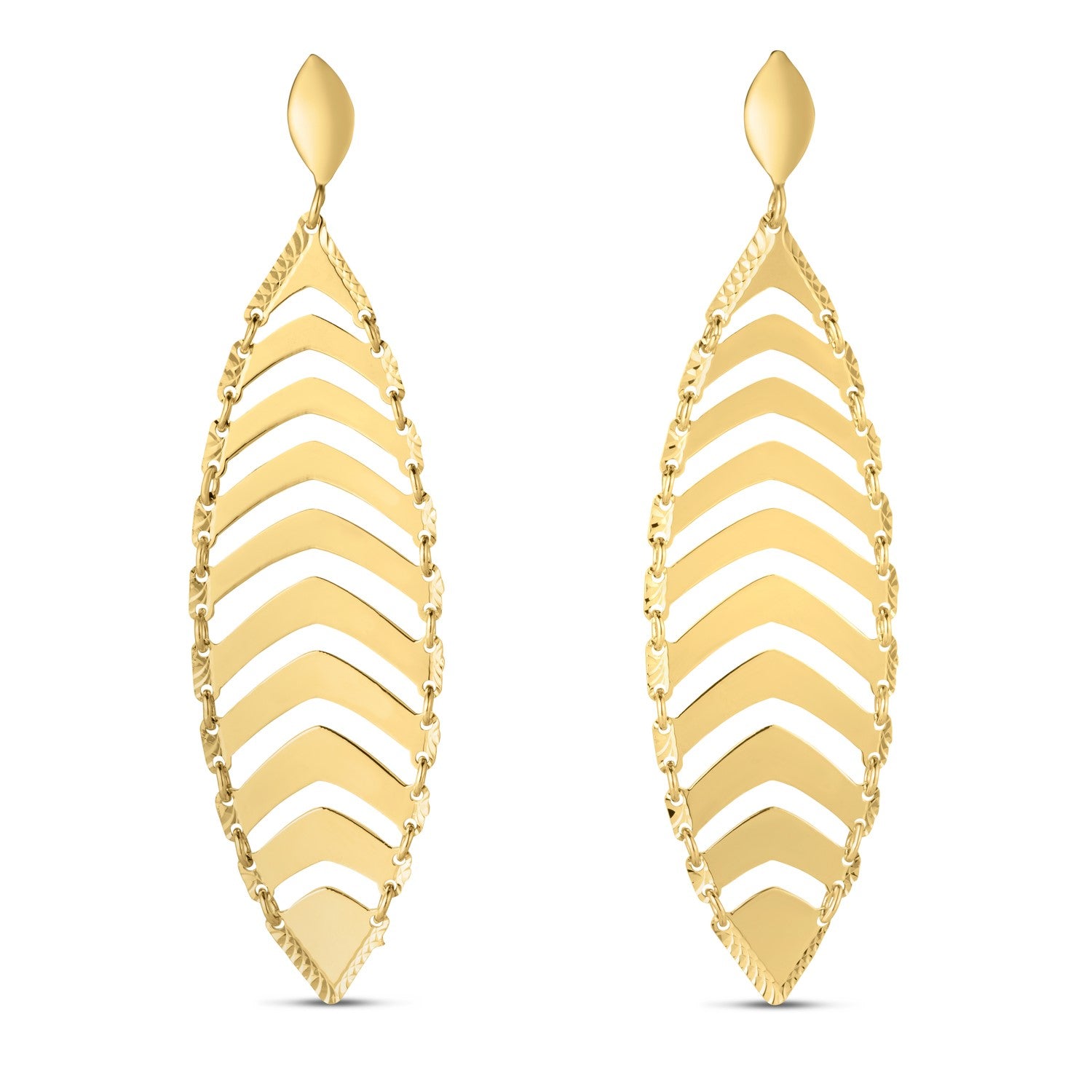 14k Yellow Gold Drop Leaf Earrings-Teresa&#39;s Fashionista LLC