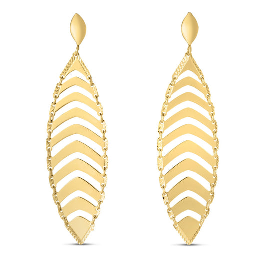 14k Yellow Gold Drop Leaf Earrings-Teresa&#39;s Fashionista LLC