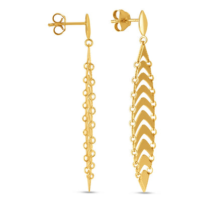 14k Yellow Gold Drop Leaf Earrings-Teresa&#39;s Fashionista LLC