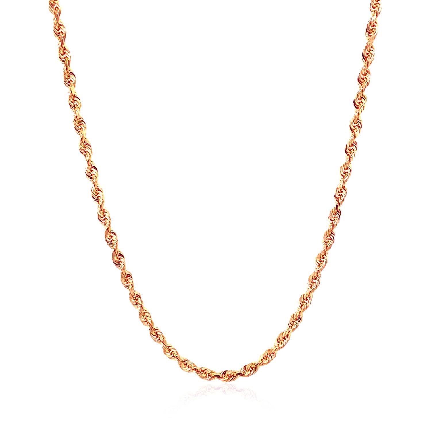 14k Rose Gold Solid Diamond Cut Rope Chain (2.30 mm)-Teresa&#39;s Fashionista LLC