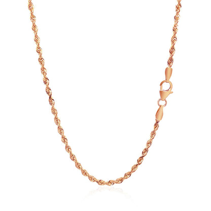 14k Rose Gold Solid Diamond Cut Rope Chain (2.30 mm)-Teresa&#39;s Fashionista LLC