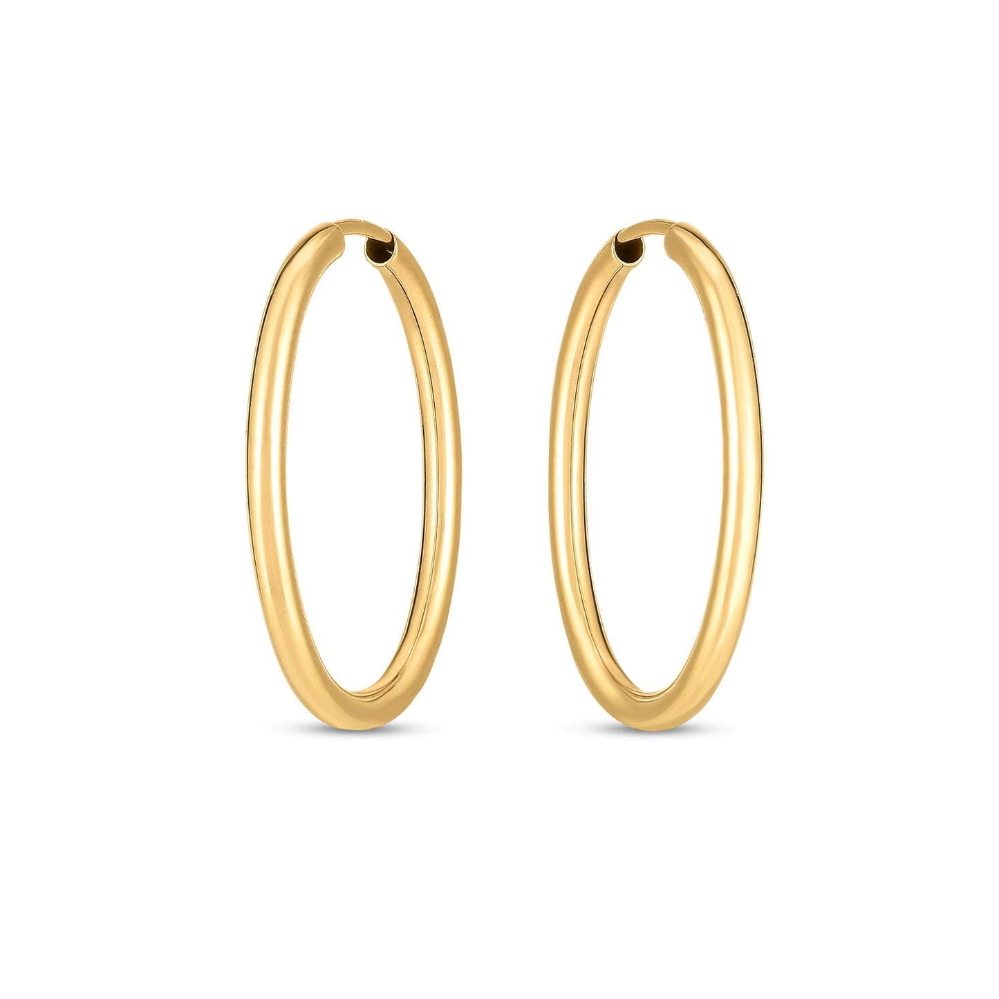 14k Yellow Gold Endless Oval Hoop Earrings(2x25mm)-Teresa&#39;s Fashionista LLC