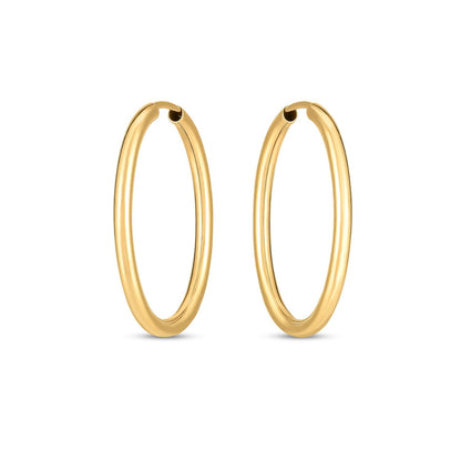 14k Yellow Gold Endless Oval Hoop Earrings(2x25mm)-Teresa&#39;s Fashionista LLC