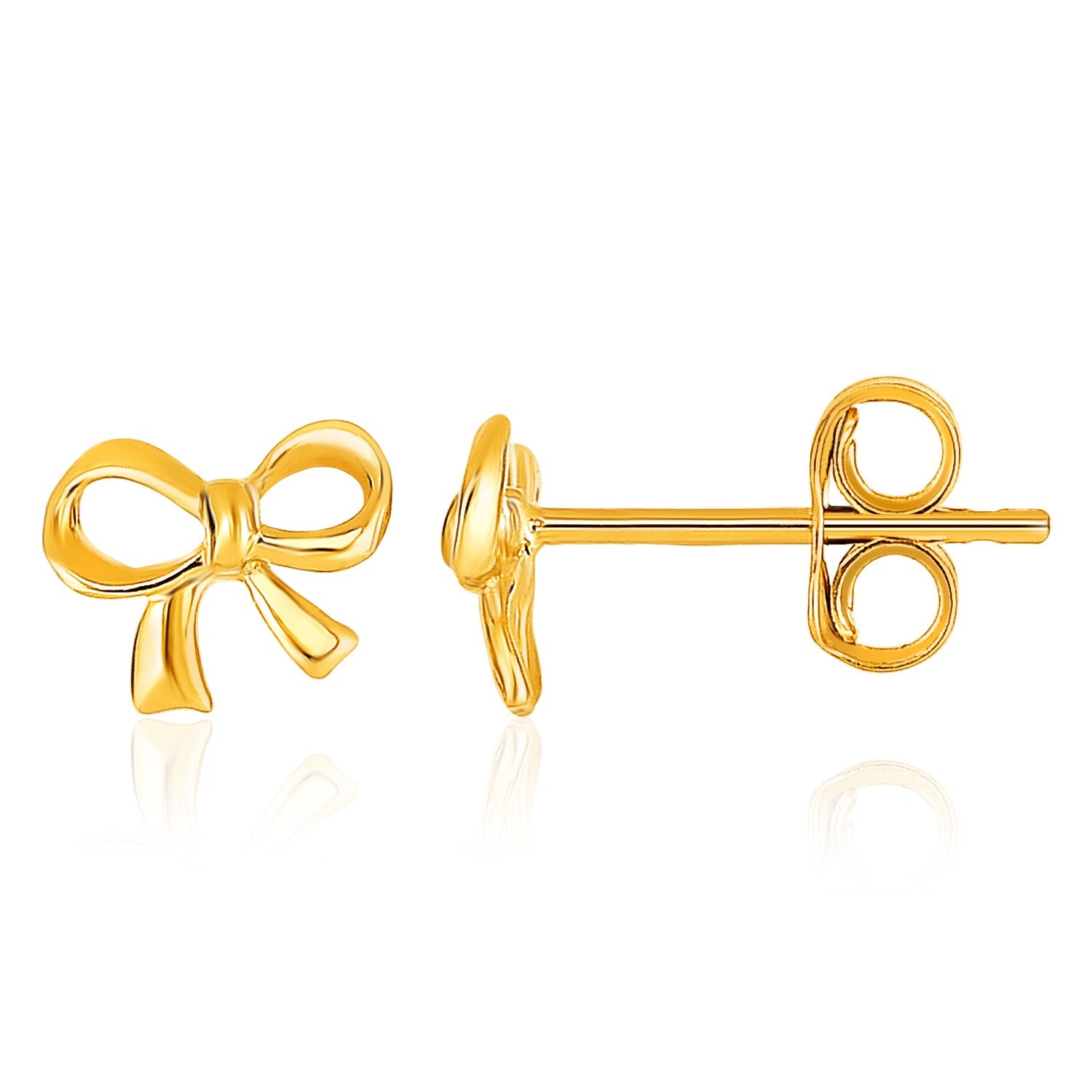 14k Yellow Gold Bow Style Post Earrings-Teresa&#39;s Fashionista LLC