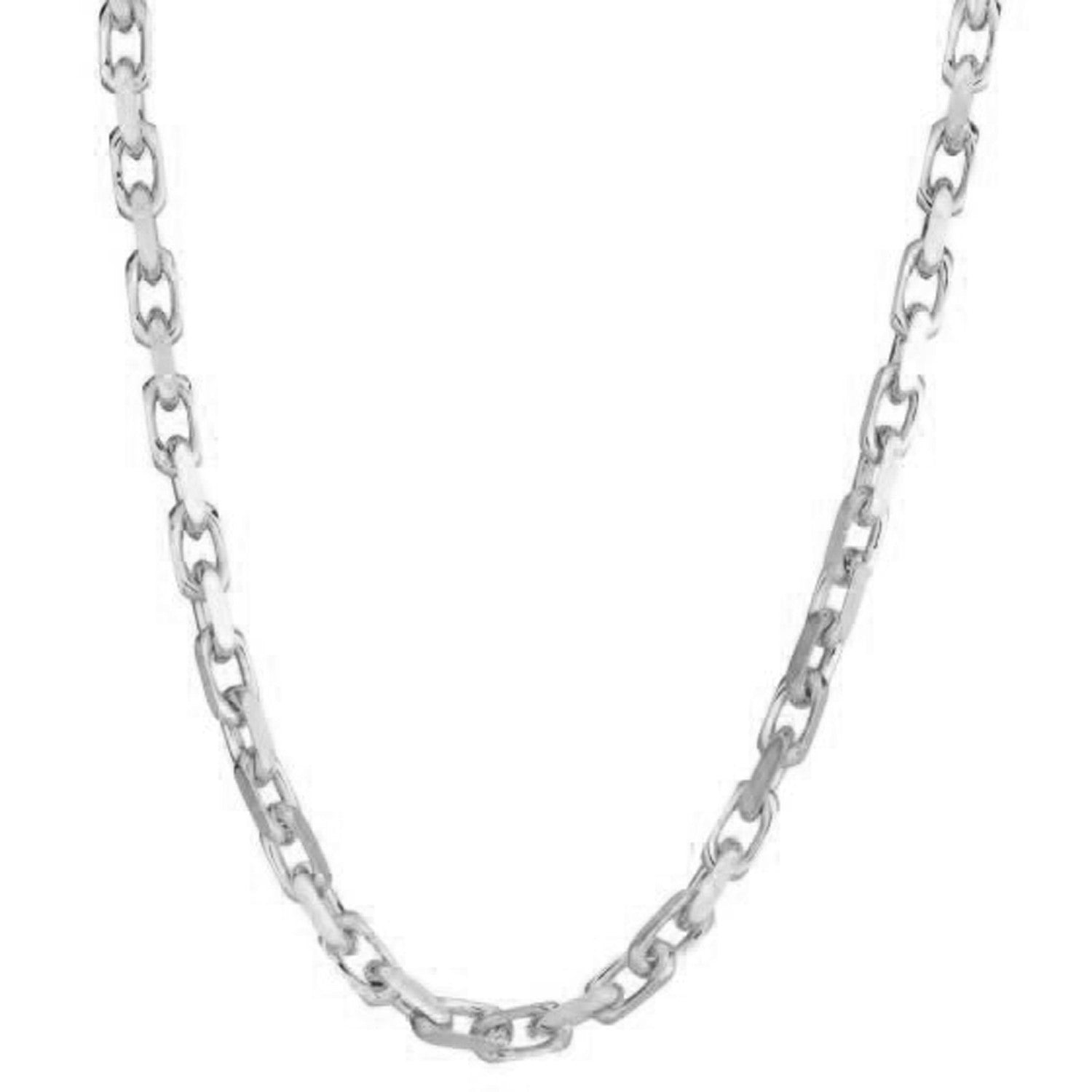 14k White Gold French Cable Link Chain (4.80 mm)-Teresa&#39;s Fashionista LLC