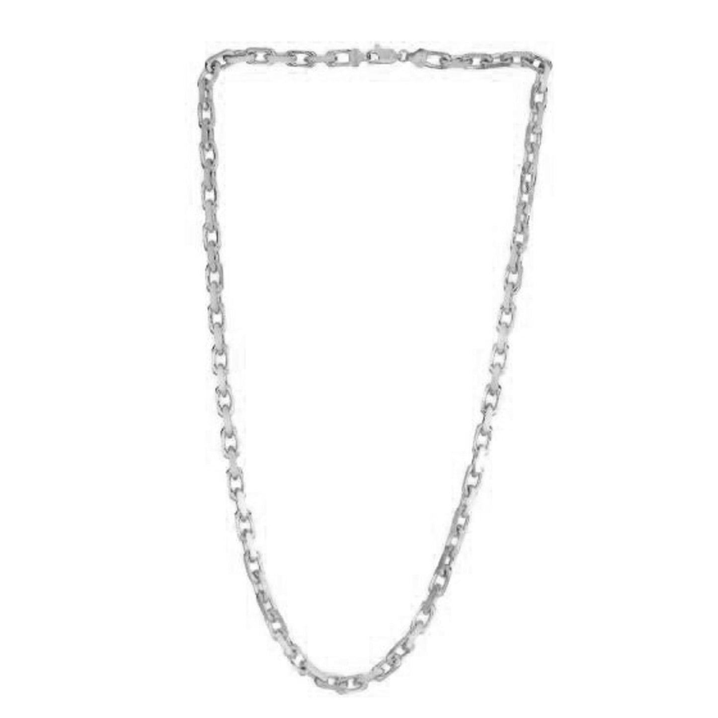 14k White Gold French Cable Link Chain (4.80 mm)-Teresa&#39;s Fashionista LLC