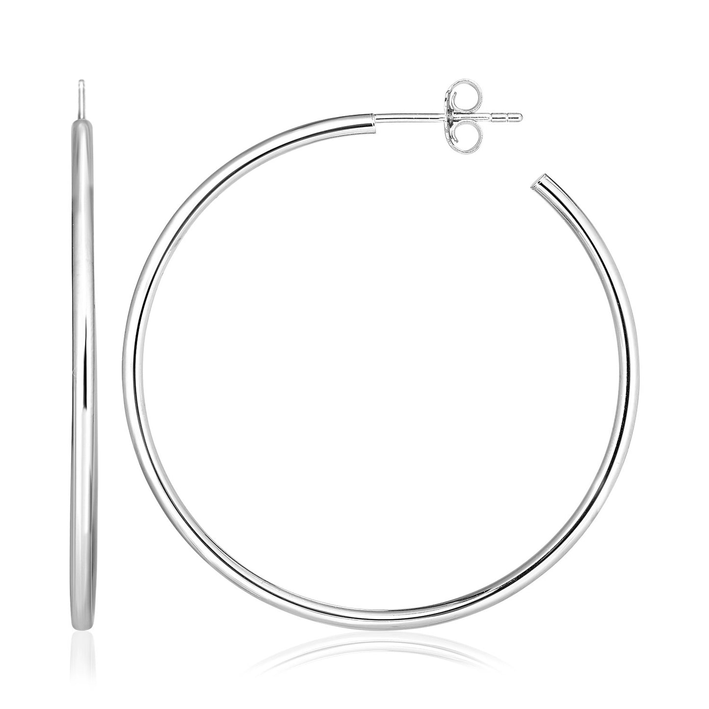 Sterling Silver Rounded Polished Hoop Earrings-Teresa&#39;s Fashionista LLC